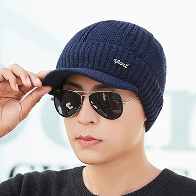 navy Зимние шапки Skullies Beanies, зимние шапки бини для мужчин и женщин, шерстяной шарф, шапки, Балаклава, маска, шапка, вязаная шапка - Цвет: navy