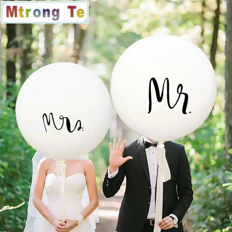 1 шт. 36 дюймов гигантский белый Mr Mrs толстые латексные шары, гелий надувной шар для Валентина девичник вечеринка Свадьба украшения