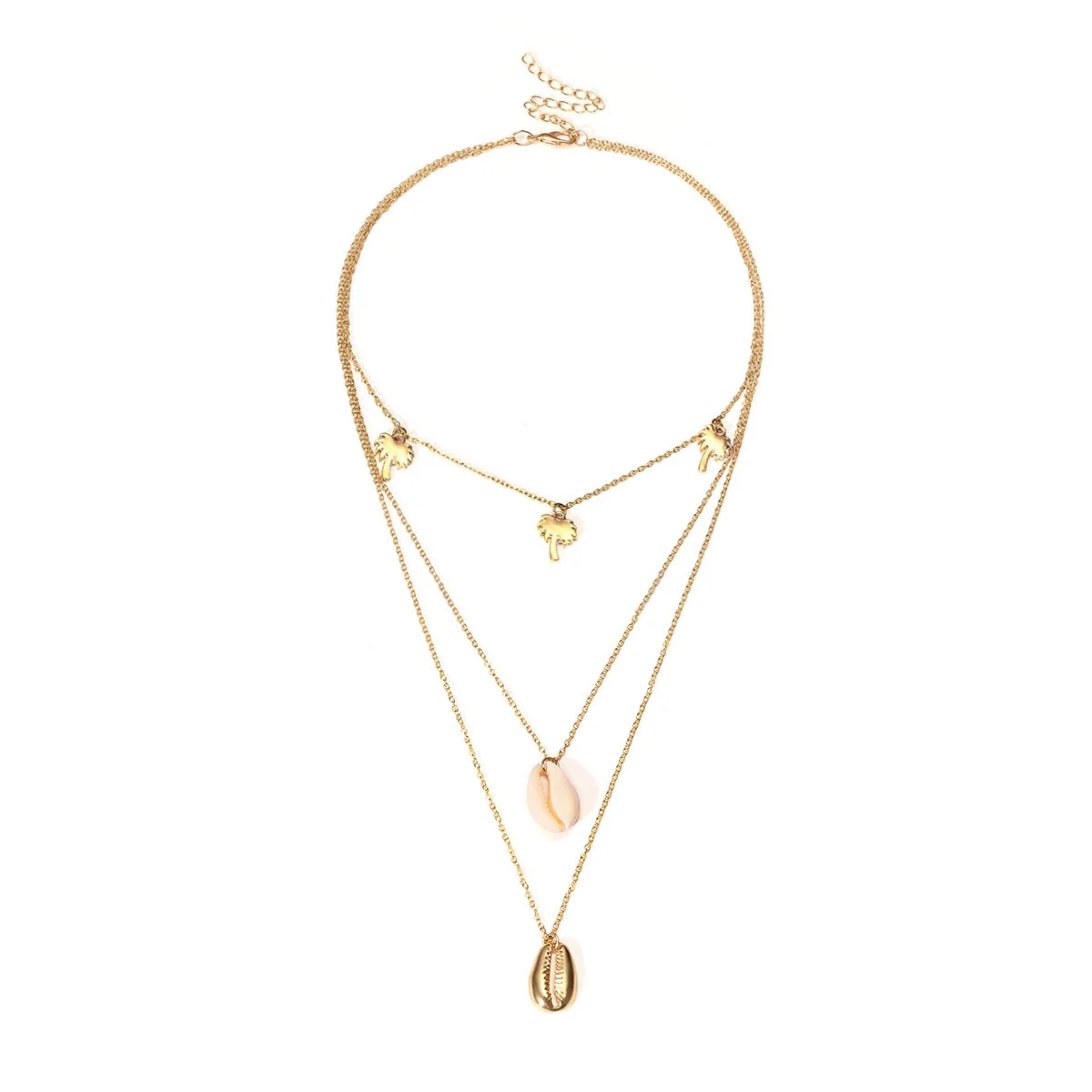 Female Gold Necklace Coconut Tree Shell Charm Multilayer Kolye Choker Women Boho Jewelry Collar Mujer | Украшения и аксессуары