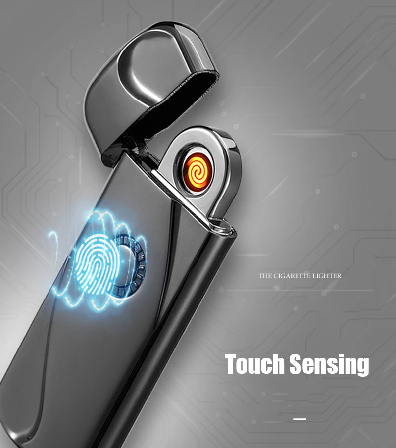 Мини-металлические электрические USB зажигалки импульсная тонкая сигарета Электронная зажигалка бездымный перезаряжаемая катушка ветрозащитная зажигалка