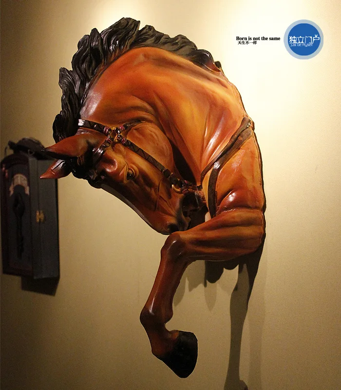

American Creative resin war horse head statue wall decor crafts animal head wall decoration living room bar figurines home decor