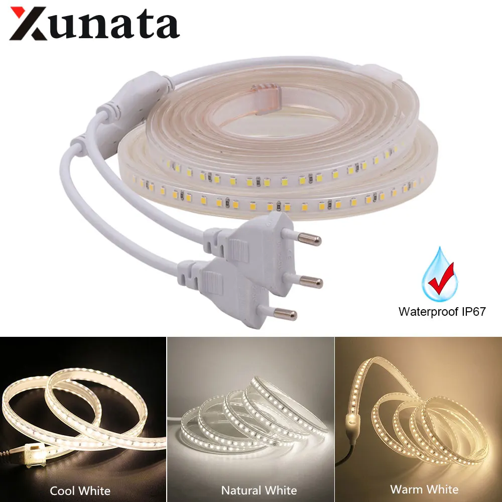 AC220V SMD 2835 Светодиодная лента 120 светодиодов/м IP67 водонепроницаемая светодиодная +