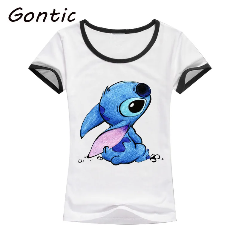 Lilo & Stitch Футболка с принтом женская белая Camisas Mujer Harajuku Свободные футболки 90s