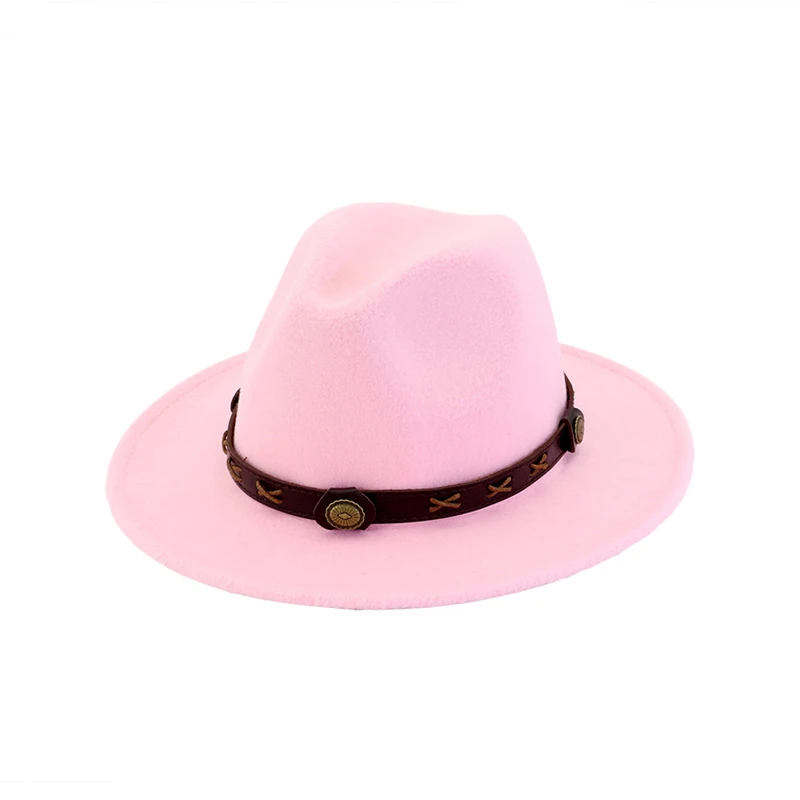 Шерстяная фетровая шляпа Панама Trilby Jazz Fedoras Шляпы с коричневым поясом с плоскими полями для торжественных вечеринок топ шляпа для женщин мужчин унисекс GH-450