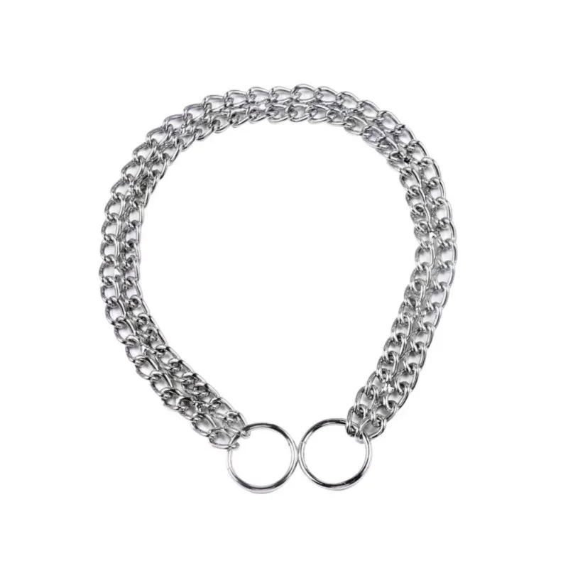 

Newest Dog Chain Collar Pet Metal Double Row Leash Walking Training Tool Corrosion Resistant Dog Collar Perro Dog Harness