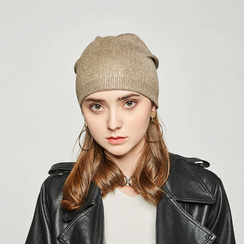 Andybeatty Women's beanies hats for Winter knitted with wool Fashion Gold Stamping Beanies Femal Flashing Skullies Girls | Аксессуары
