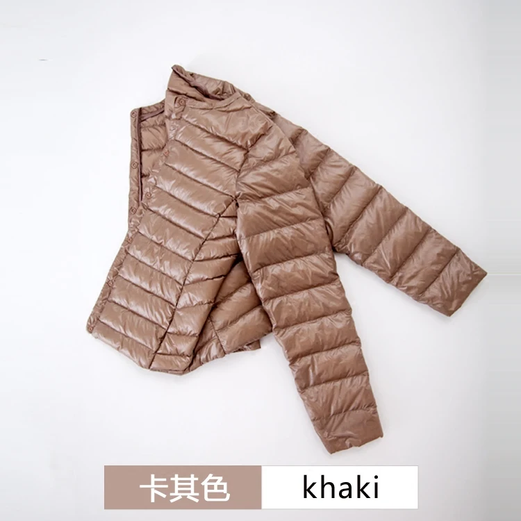 Ультратонкий женский короткий пуховик с круглым вырезом на 90% утином пуху|duck