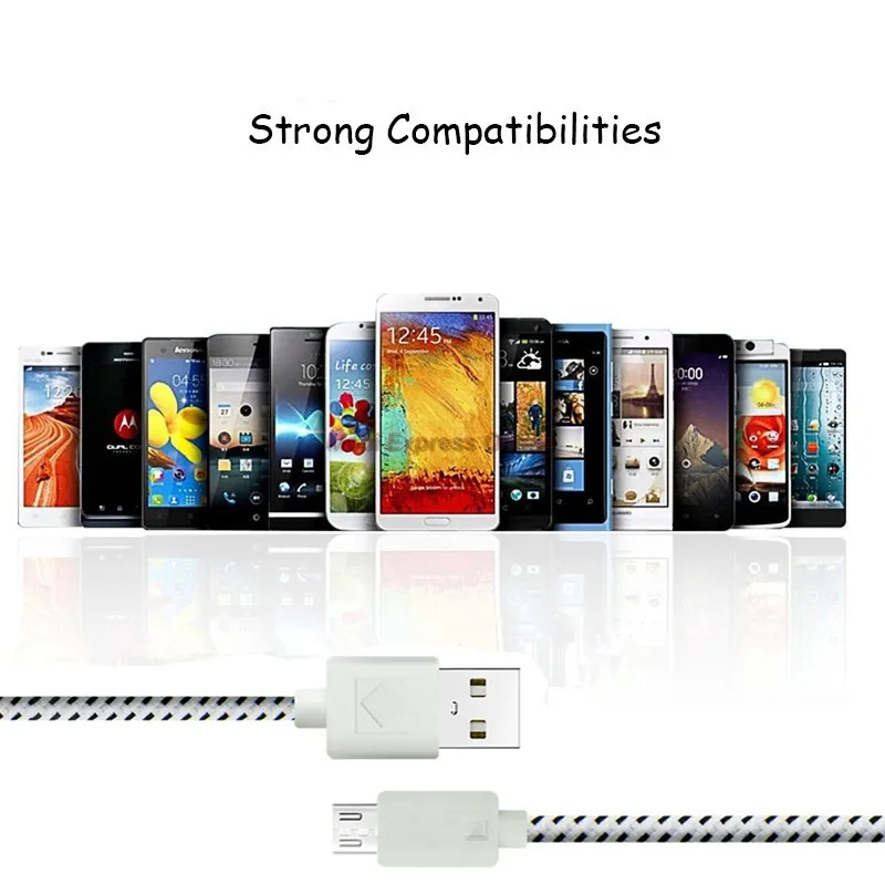 Короткий 2 м нейлоновый Micro USB кабель для передачи данных 5В 2А настенное зарядное