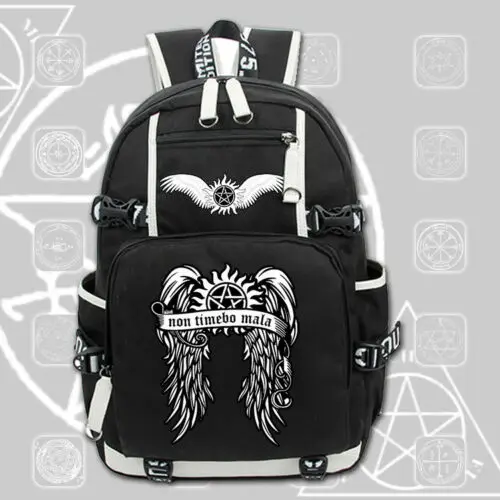 Style 2 SPN рюкзак Supernatural ранец Packsack школьный студенческий рюкзак на молнии для ноутбука - Цвет: Style 2