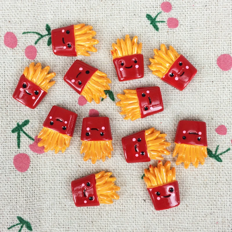 10 шт. кавайные кабошоны из смолы с плоской задней стороной миниатюрные фри еда