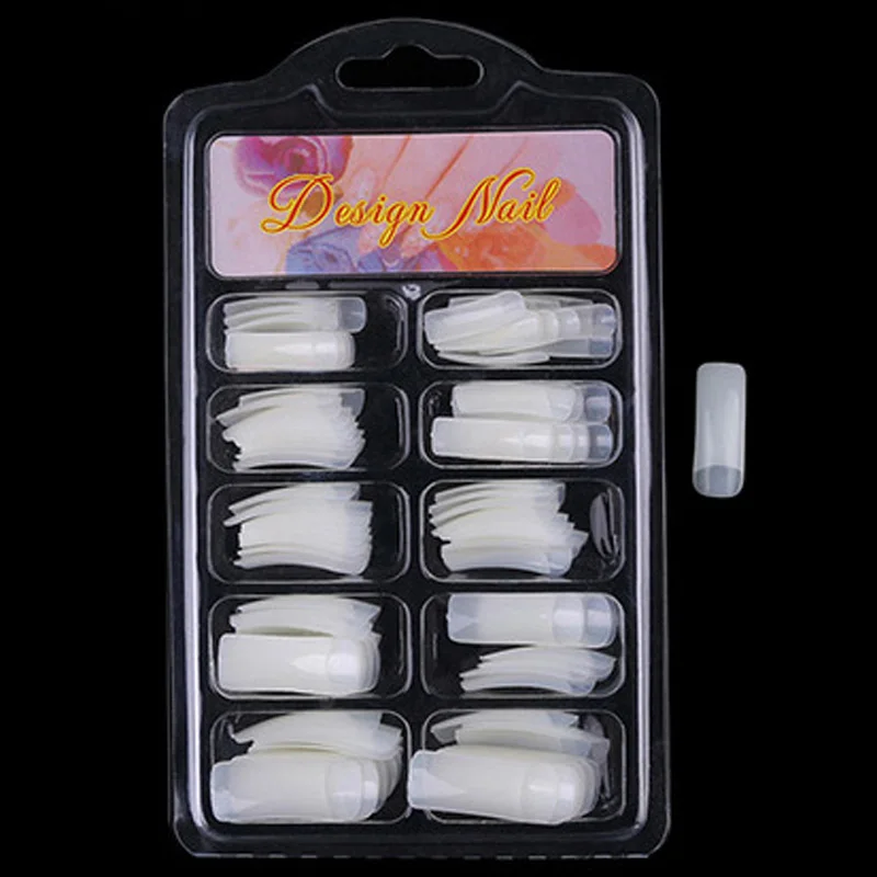 100 шт. Длинные ногтей Книги по искусству советы гроб Форма полное покрытие Ложные