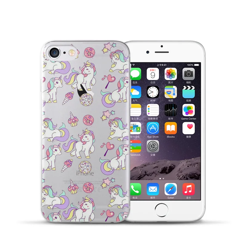 Самые популярные для iPhone 5 5S SE 6 S 7 Plus Симпатичные Единорог небольшой свежий стикер