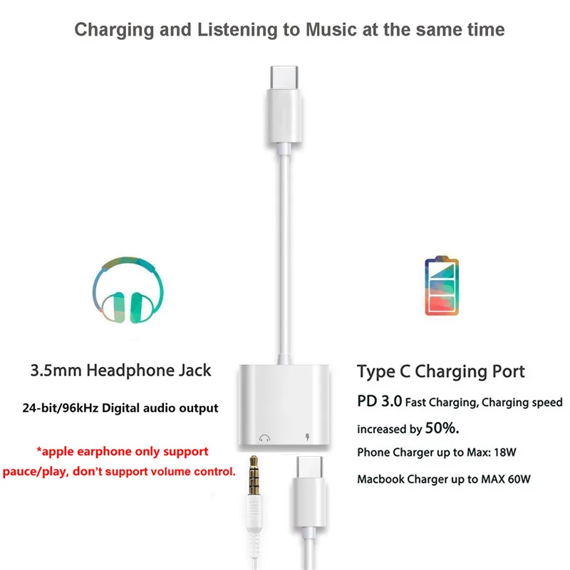 2 в 1 usb type C Мужской до 3,5 мм Женский стерео преобразователь для наушников ключ и зарядный адаптер для Google Pixel 3/3 XL iPad Pro
