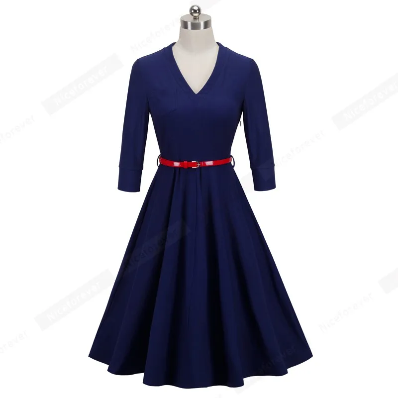 Женское платье с V образным вырезом Однотонное голубое элегантное бальное