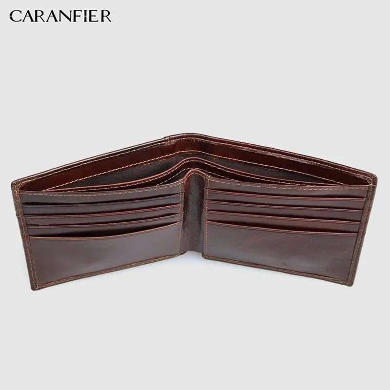 CARANFIER 100% Верхний слой из коровьей кожи мужские кошельки винтажный короткий