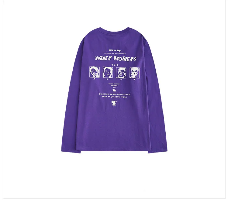 Ins Стильная мужская футболка с длинным рукавом принтом старшего брата Забавные