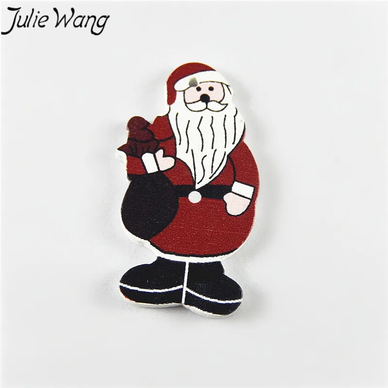 Julie Wang 20 шт./упак. красный + черный белый дерево с одним отверстием Санта Клаус