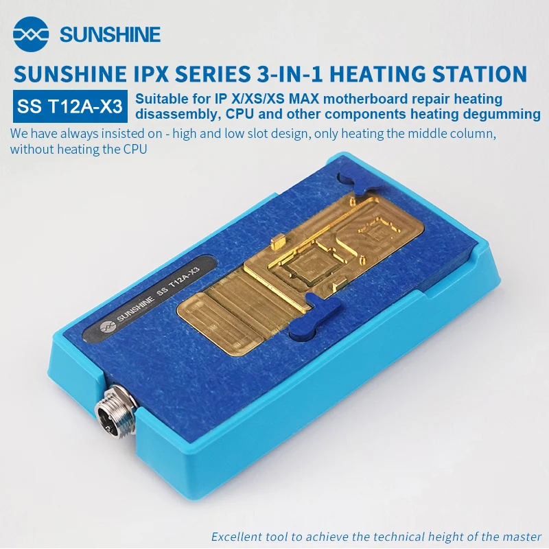 СТАНЦИЯ ДЛЯ НАГРЕВА SUNSHINE 3 В 1 SS T12A-X3 ДЛЯ ПЛАТЫ PCB, ЦПУ IPHONE X XS XSMAX, ПЛАТФОРМА ДЛЯ СНИМАНИЯ КЛЕЯ.