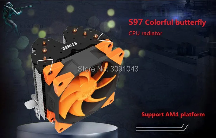 PcCooler S97 кулер для процессора 90 мм 4 pin PWM вентилятор 3 puro rame heatpipe для Intel 775 1151 1155 1150 1156 для AMD AM4 AM3 AM2 AM2+ FM1