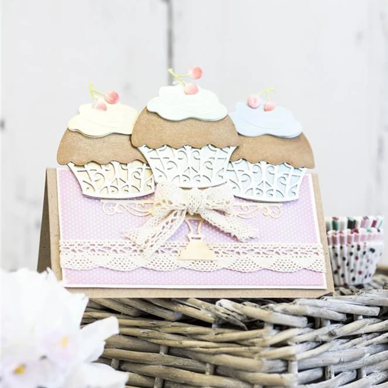 Вишневый кекс металлические режущие штампы для DIY скрапбукинга рельефная