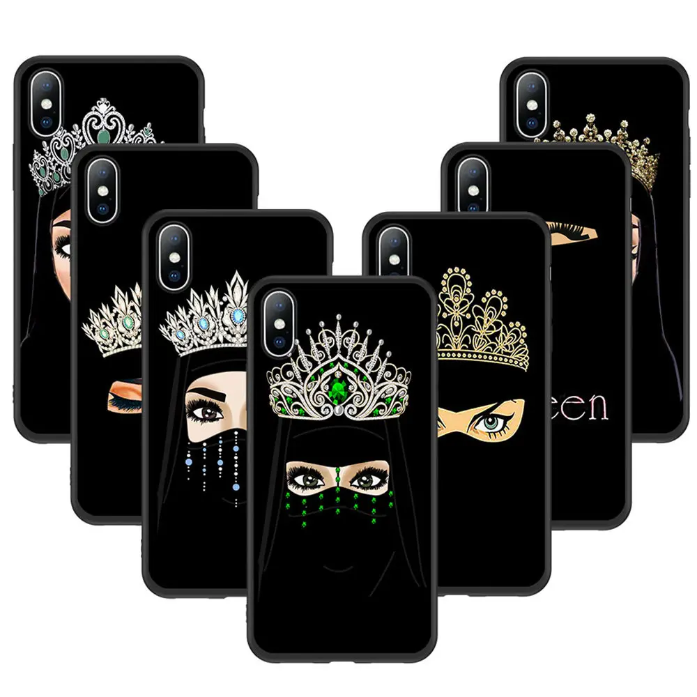 Moskado Роскошный корона девушка глаза королева чехол для телефона для iPhone 6 6s 7 8 Plus 5S SE X XR XS Max Мягкая силиконовая задняя крышка черный корпус