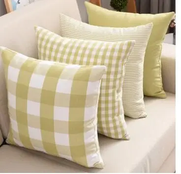 

Зеленая желтая цветная подушка в клетку для стула, наволочка для дивана, наволочка в клетку с принтом, Наволочка на спинку, домашний декор