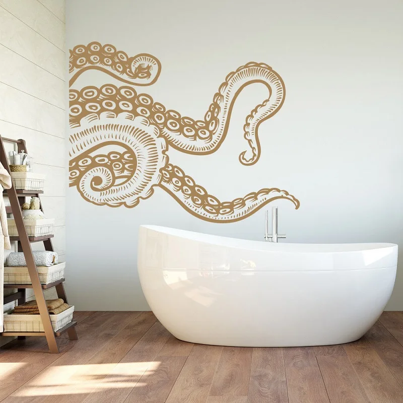 Zee dier gigantische octopus tentakels vinyl muur applique marine stijl badkamer Home decoratie beweegbare kunst wallpaper YS09