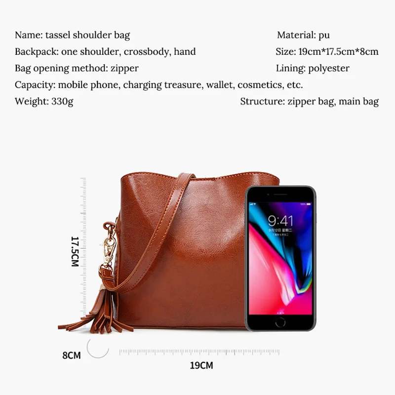 

Tassel Leather Messenger Mini Women Bag High Quality Casual Female Bags Tote Designer Shoulder Bag Ladies Small Bolsos Handbags