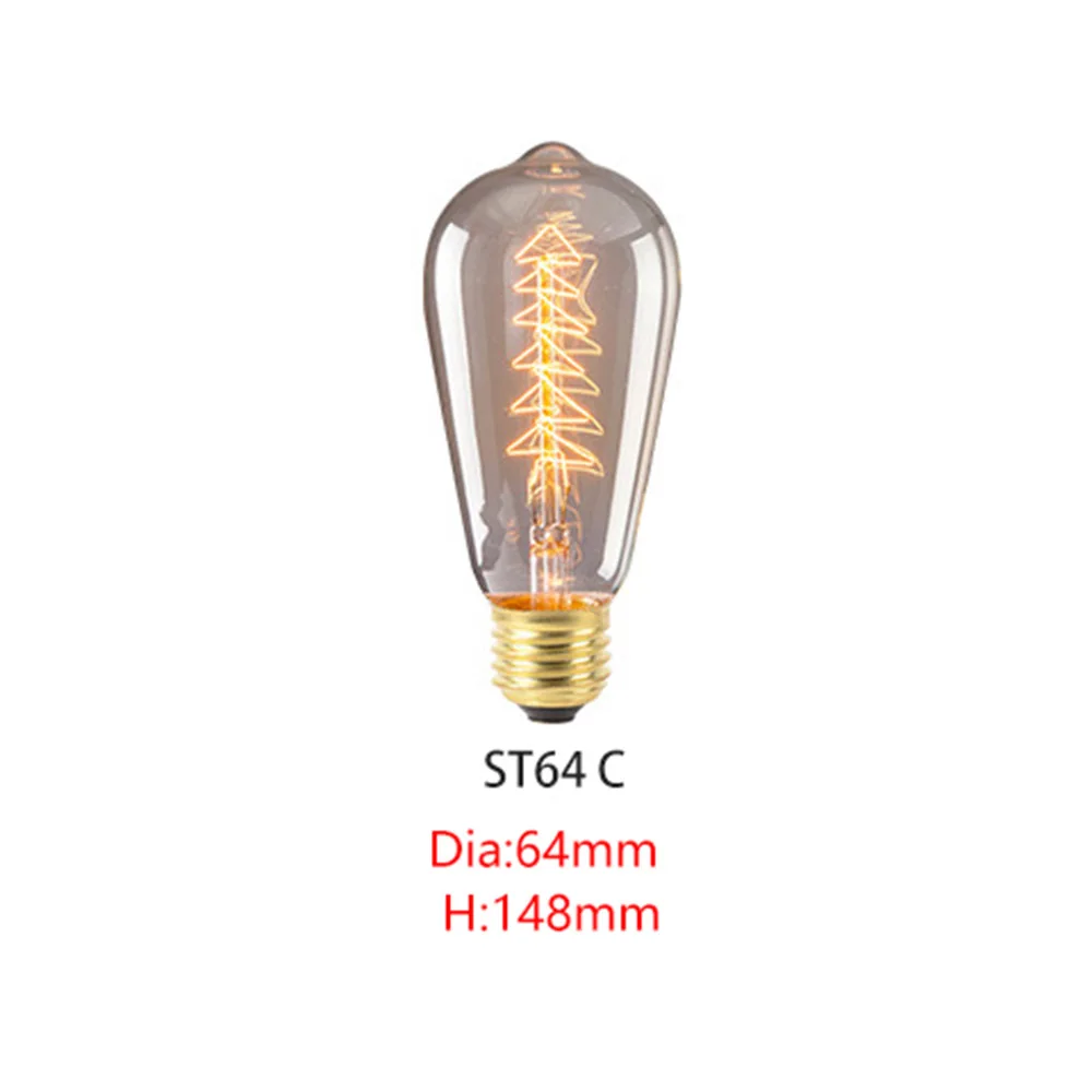 ST64C E27 Bulb E27 ретро лампы Эдисона 220 В 40 Вт ST64 G95 T10 ампулы Винтаж лампа Эдисона лампа накаливания Светильник лампы арт-деко - Цвет: ST64C E27 Bulb