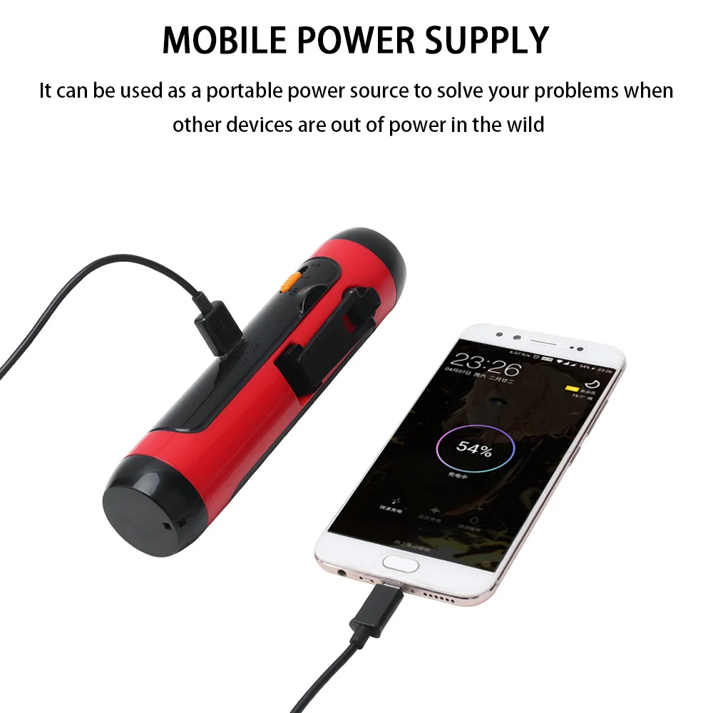 BORUiT Многофункциональный ручной зарядной FM радио Светодиодный фонарик USB выход