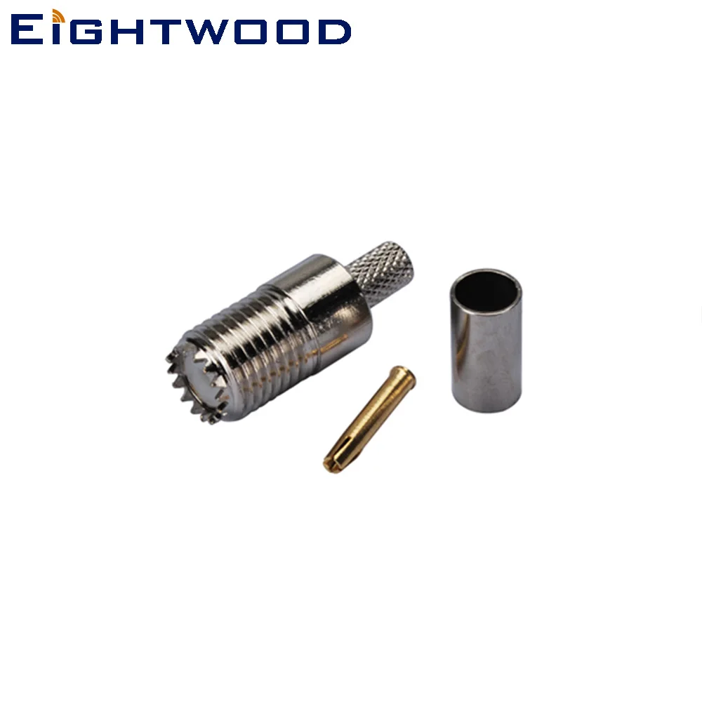

Eightwood Mini UHF обжимной разъем, Женский радиочастотный коаксиальный соединитель, обжимной адаптер LMR195 RG58, кабель для антенны, воздушного Кабеля...
