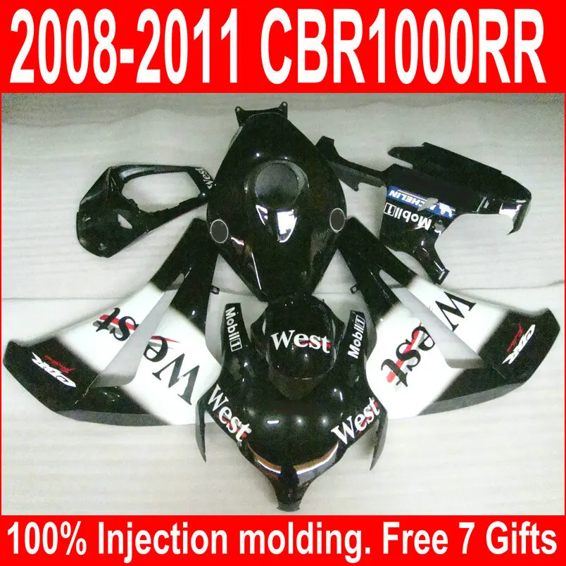 Комплект обтекателей для Honda CBR1000RR 08 09 10 11 белые и черные Обтекатели CBR 1000 RR 2008 2009 2010