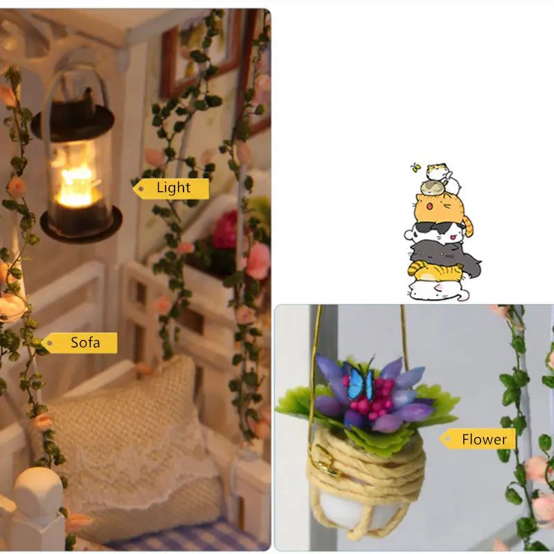 WINCO DIY Кукольный дом миниатюрная мебель пылезащитный чехол 3D Деревянный миниатюрный кукольный домик ручные сборные игрушки для детей подарок на день рождения