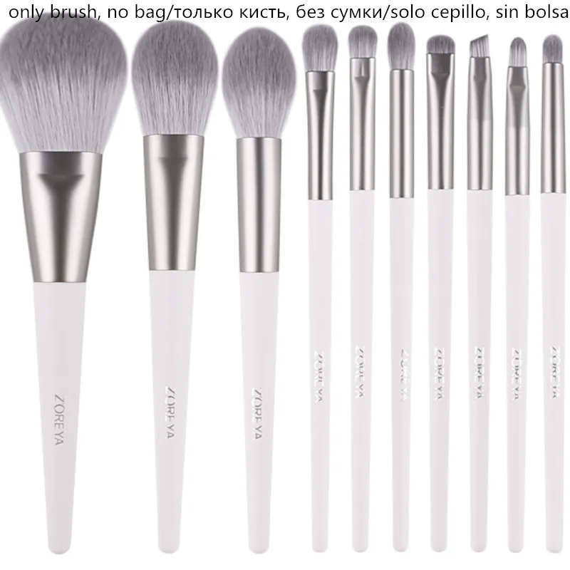 ZS101 only brushes Набор кистей для макияжа ZOREYA 10 шт. кисти для макияжа с порошок мешка Румяна хайлайтер тени для глаз бровей губ макияж набор кистей - Handle Color: ZS101 only brushes