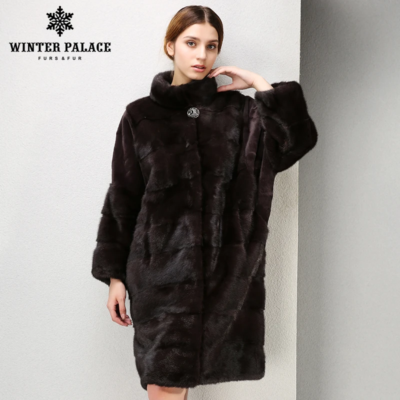 Зимние модные высококачественные женщины норковую пальто длинные с мехом