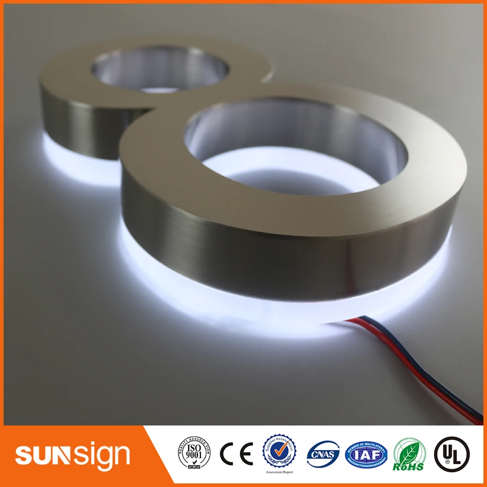 H 20 см с подсветкой из нержавеющей стали магазин передние знаки светодиодный 3D