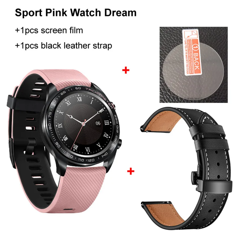 Новинка! Huawei Honor Watch Dream, умные часы, спортивные, для сна, бега, велоспорта, плавания, горы, gps, 1,2 дюймов, AMOLED, цветной экран, 390*390, часы - Цвет: Sport n Blk Leat str