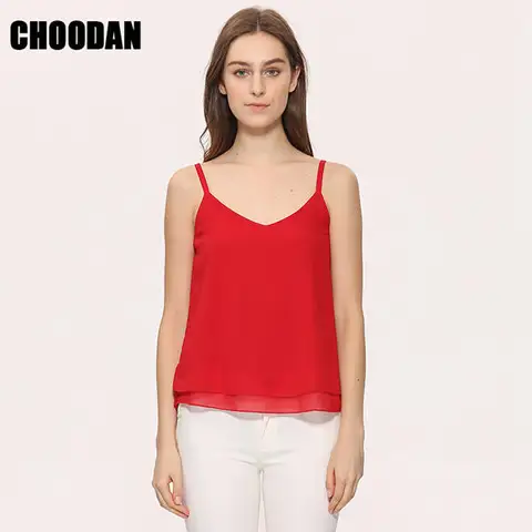 Женская шифоновая блузка, красная Свободная блузка на лето, 2018