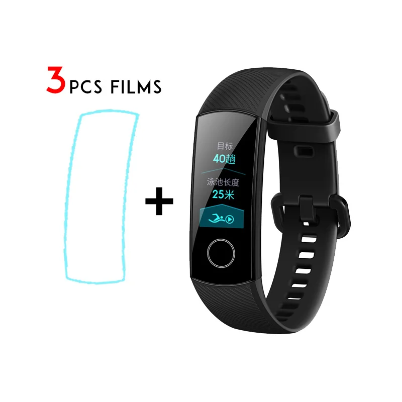 huawei Honor Band 4 Smartband Amoled Полный цвет дисплей сенсорный экран плавание осанка сердечного ритма инфракрасный сенсор вздремнуть сна - Цвет: add films BLACK