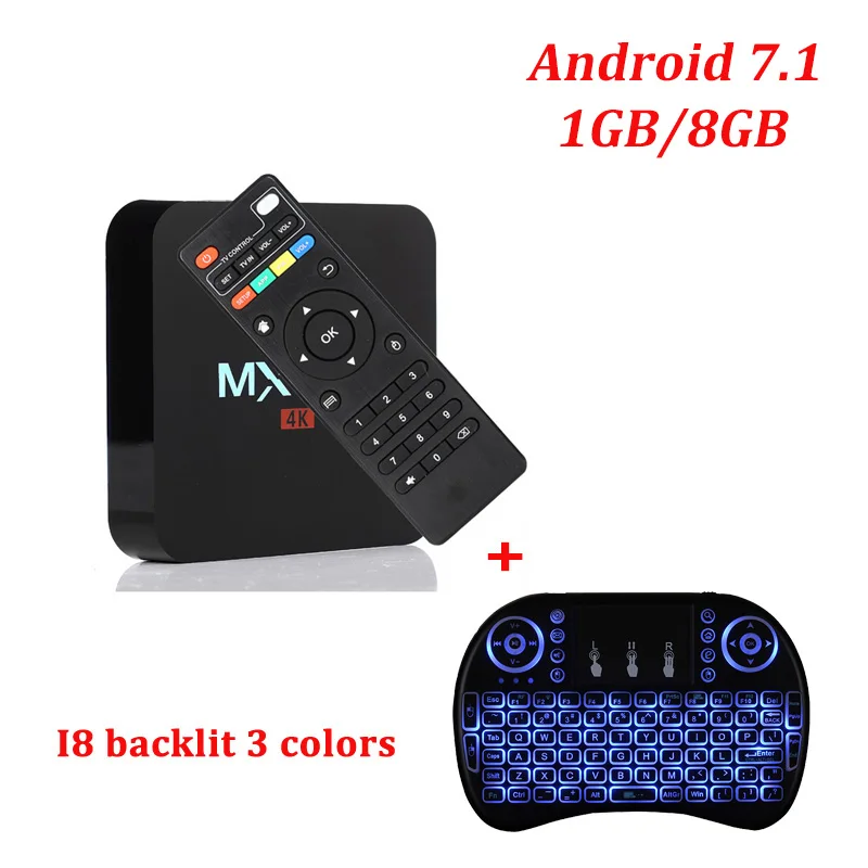 10 шт. Android 7,1 smart tv box Amlogic S905W четырехъядерный 2,4G wifi HD 2,0 медиаплеер MX PRO MINI 4K телеприставка - Цвет: 1G 8G add i8 backlit