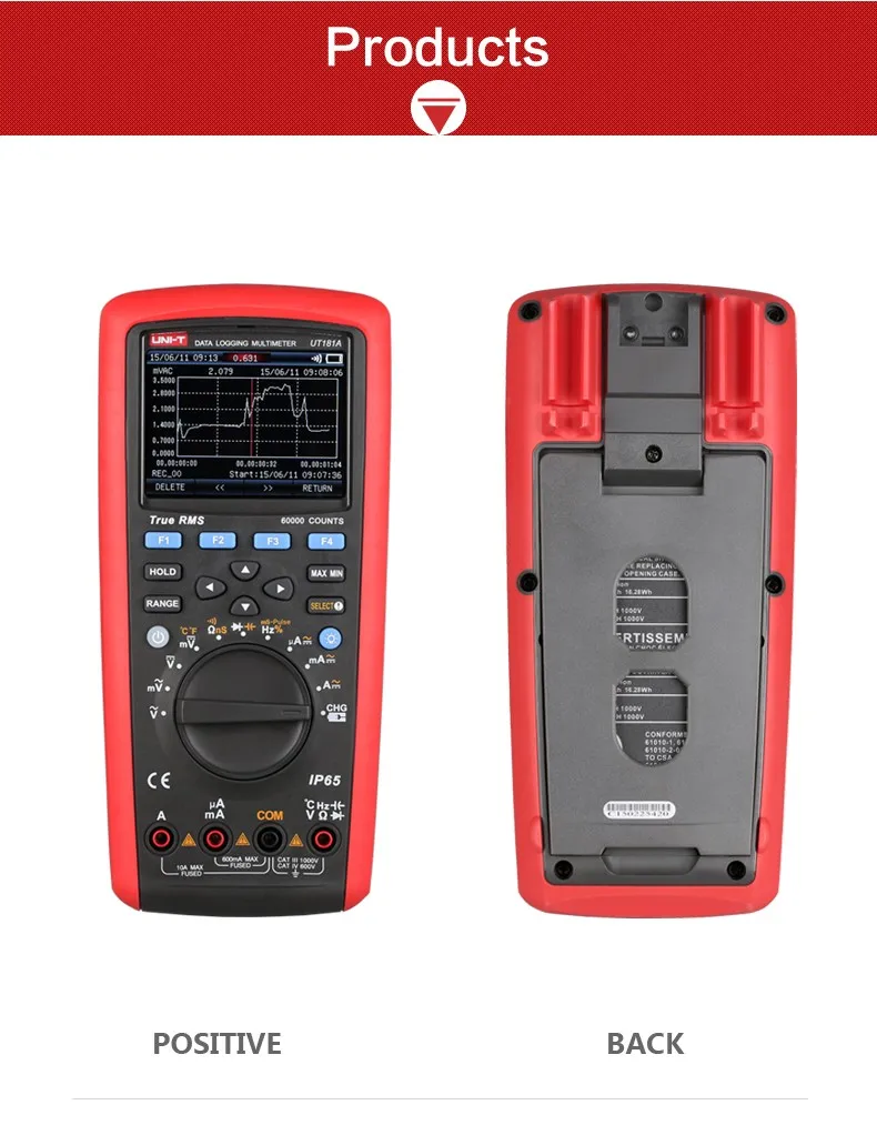 UNI-T UT181A D07A True RMS Datalogging цифровой мультиметр 1000 в 0.1% тестовая точность телефон/ПК программное обеспечение функция захвата тренда