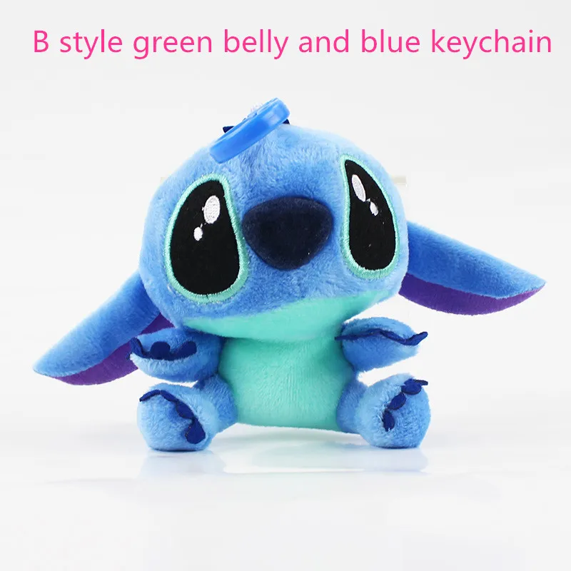 B 10-13 см 5 стилей Лило и Стич Плюшевые игрушки куклы Scrump мягкие стежка белый живот или зеленый живот синий брелок или брелок - Цвет: B
