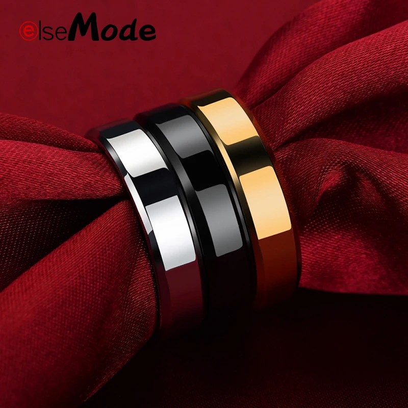 Мужское кольцо из титановой стали ELSEMODE обручальные простые кольца черного
