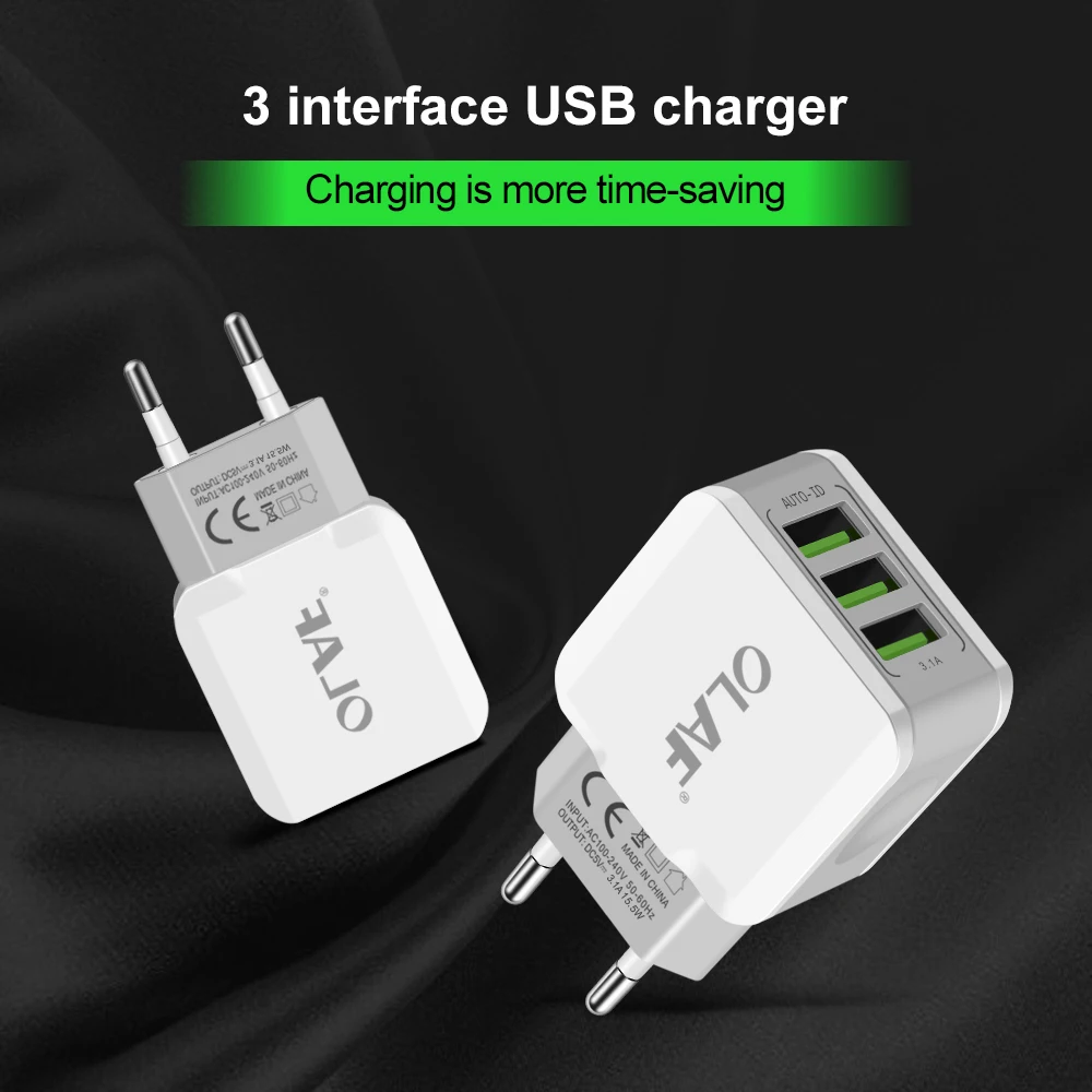 Olaf 5V 3.1A 3-Ports Smart Travel USB Wall Charger Adapter Portable EU Plug Mobile Phone for iPhone Samsung Tablets | Мобильные