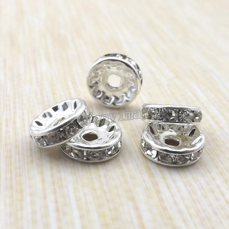 

100pcs Silvery Rhinestone 9mm Spacer Beads For DIY