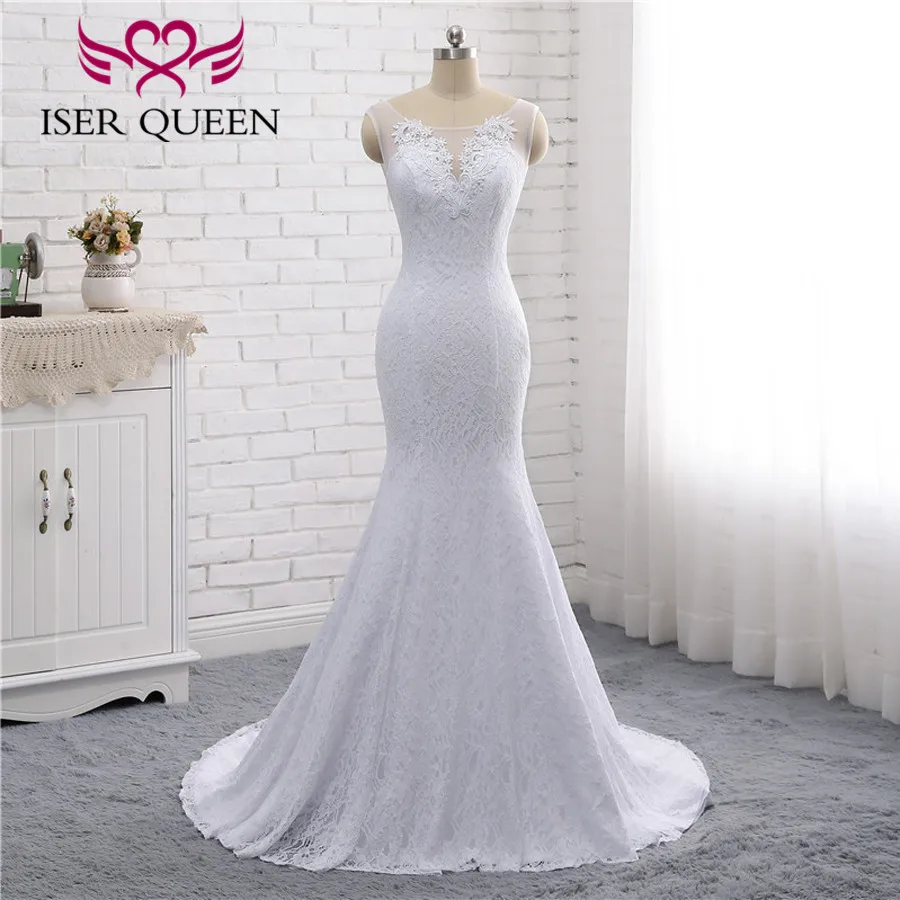 Real Photo African Lace Mermaid Wedding Dresses Pure white Vintage Bridal Dress Wedding Gown Plus Size Wedding Dress W0193