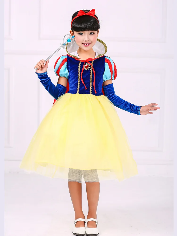 

Fashion High Quality 3 Pcs Set Dress + Cape + Headband Short Puff Sleeve Velvet Top Princess Party Dresses for 8 Year Old Girls