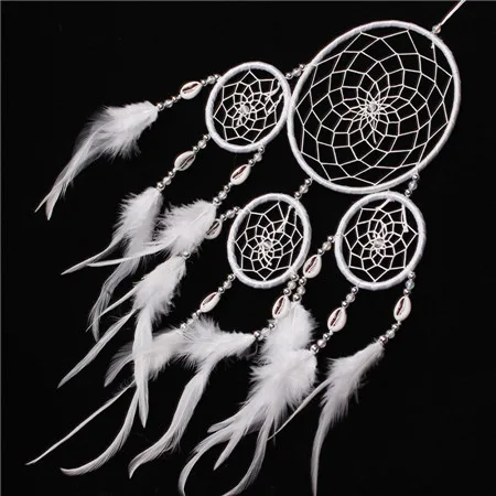 white 6 видов цветов Dream Catcher круговой красочный перьями стене висит украшение Декор Ремесло Ловец снов Большие размеры Перевозка груза падения - Цвет: white