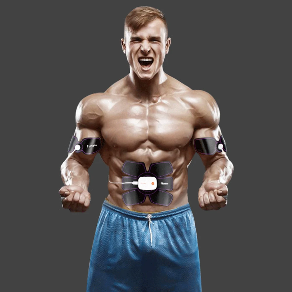 Электрический тренажер для мышц EMS управление через приложение стимулятор