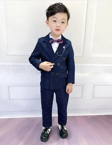 Пиджак и штаны для мальчиков однотонный с цветочным принтом на свадьбу